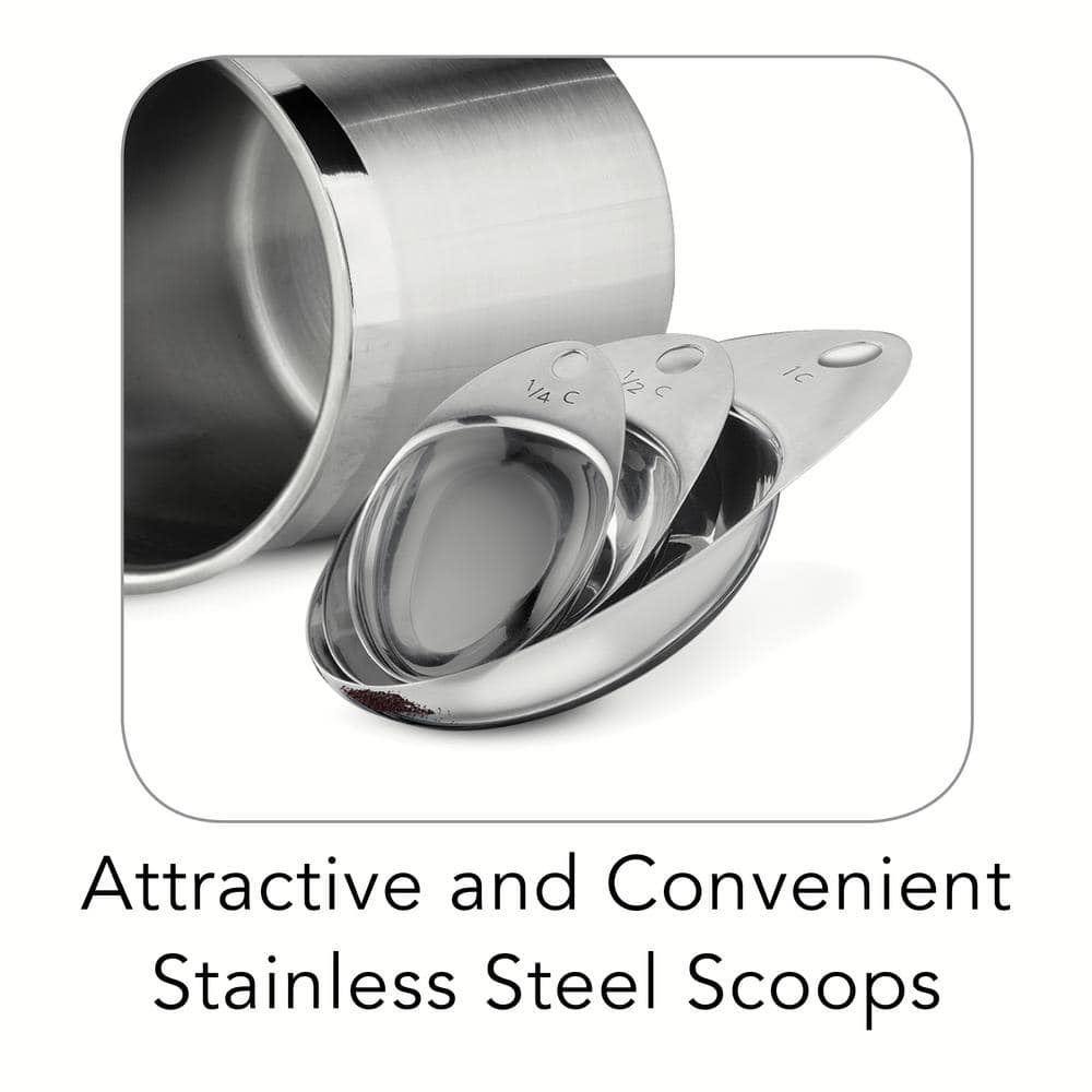 Stainless Steel 8-Piece Canister and Scoop Set with Glass Lids