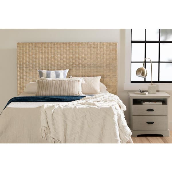 South Shore Avilla Rattan Headboard, White Washed Rattan