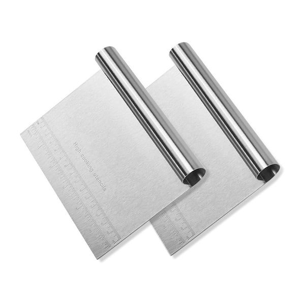 Unbranded Stainless Steel Pastry and Dough Cutter/Scraper/Knife Set  (2-Pack) with Measuring Scale for Baking, Bread, Cake, Pizza 33D29909X09 - Main Image