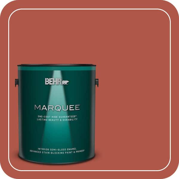 BEHR MARQUEE 1 gal. #PPU2-14 Tibetan Orange Semi-Gloss Enamel Interior Paint & Primer