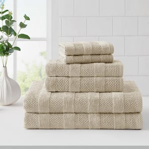 Shear Bliss Quick Dry 100% Cotton 2-Bath, 2-Hand, 2-Washcloth Towel Set, Slim Lightweight Design, Absorbent (Oatmeal)