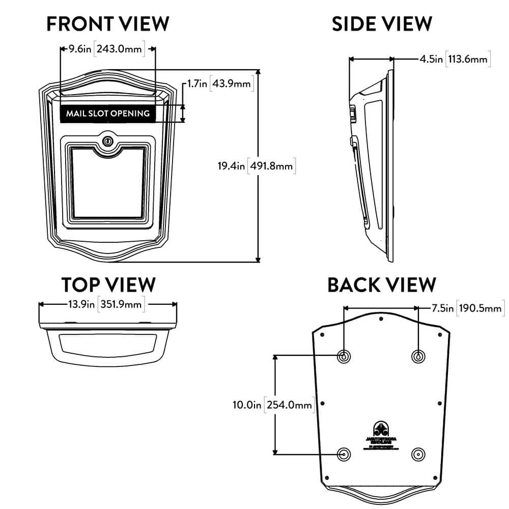 Black Aluminum and Steel Locking Wall Mount Mailbox