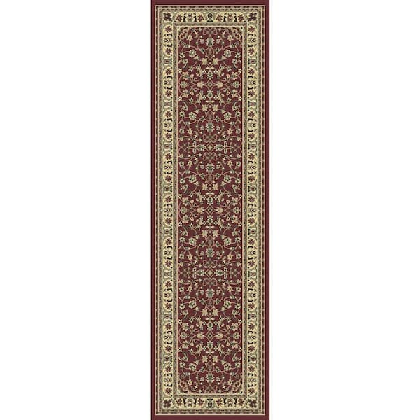 Castello Burgundy 2 ft. x 7 ft. Traditional Oriental Floral Area Rug