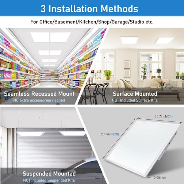 AIKVSXER 2 ft. x 2 ft. 4400 Lumen White Integrated LED Panel Light