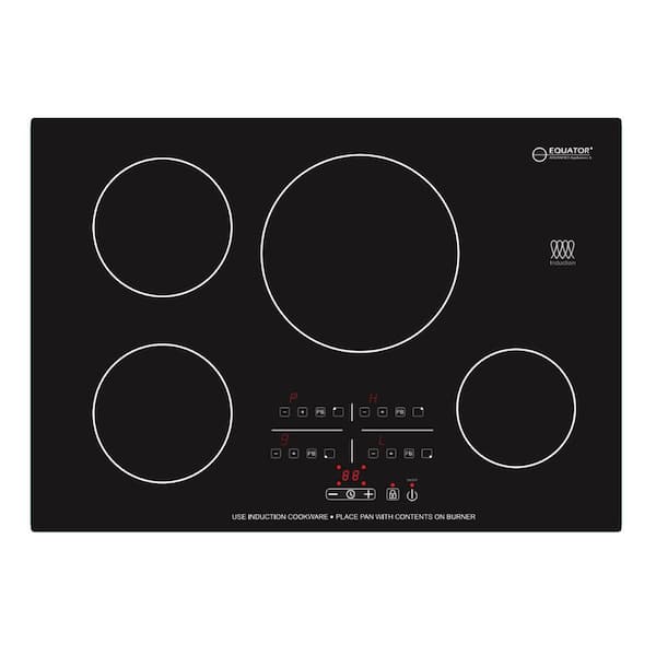 220V 30 in. 4-Elements Glass Top Surface Built-in Induction Cooktop 7800W in Black with 9-Level Power Boost