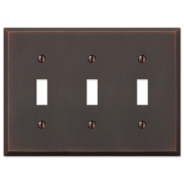 AMERELLE Manhattan 3 Gang Toggle Metal Wall Plate - Aged Bronze