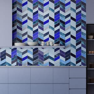 Elizabeth Sutton Pride Bayou Blue 16.92 in. x 17.44 in. Polished Glass Mosaic Wall Tile (2.05 sq. ft./Each)
