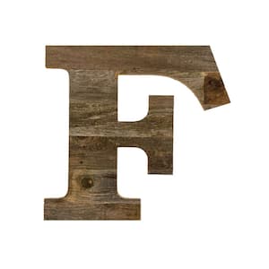 Rustic Large 16 in. Tall Natural Weathered Gray Monogram Wood Letter-F Decorative