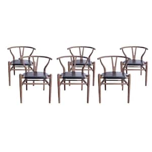 Hounker Black and Antique Ash Wood Dining Chair (Set of 6)