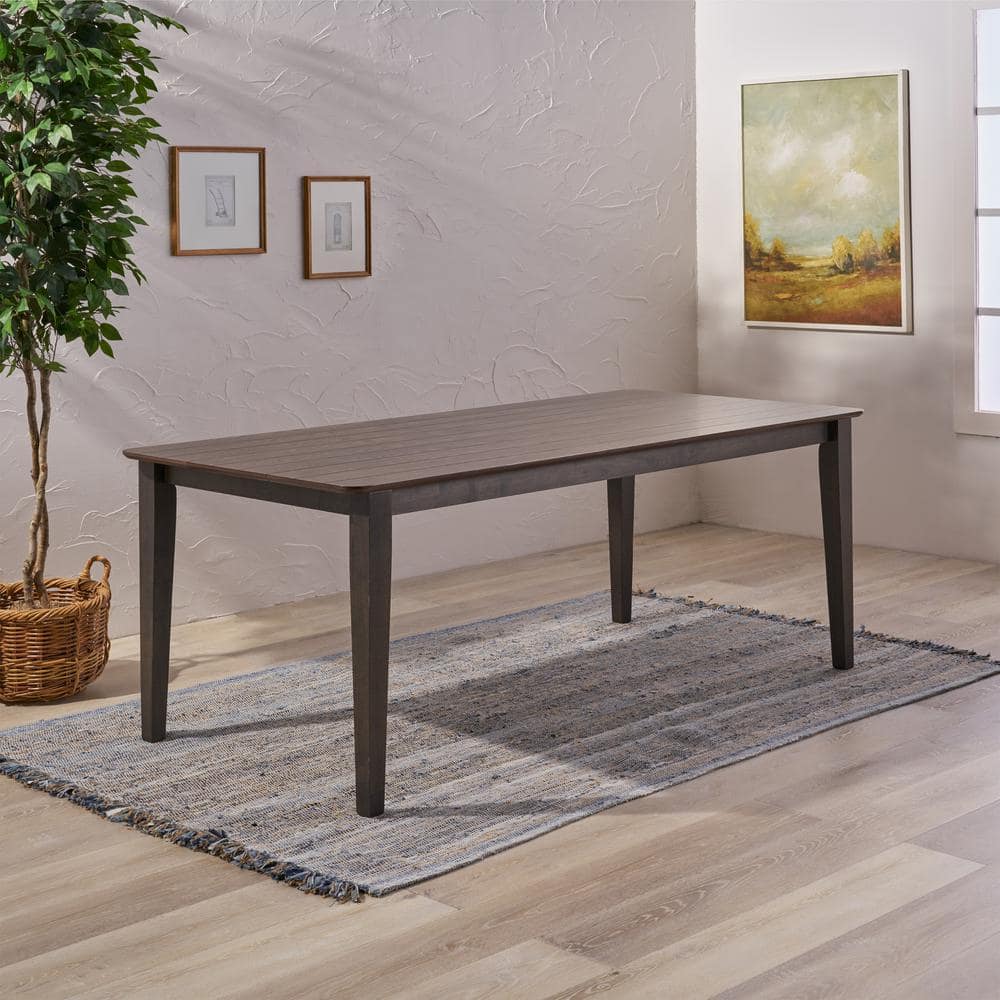 Contemporary Handcrafted Gray Wood Rectangular Dining Table for Eight