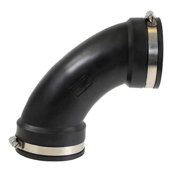 The Plumber's Choice 1-1/2 in. PVC 90-Degree Flexible Elbow Coupling with Stainless Steel Clamps