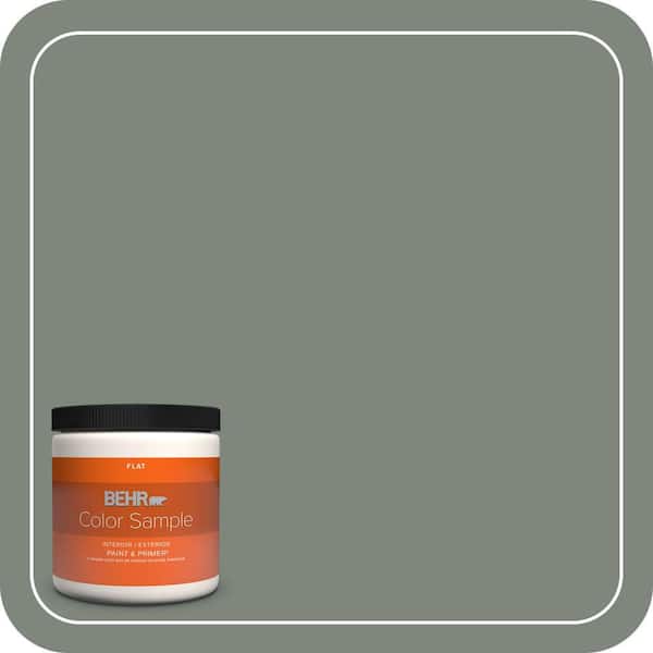 BEHR PREMIUM PLUS 8 oz. #N410-5 Village Green Flat Interior/Exterior Paint & Primer Color Sample