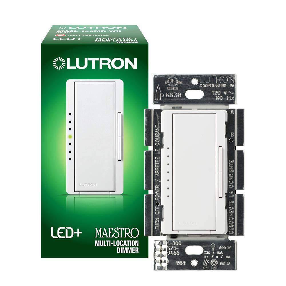 10-Pack Lutron Maestro MACL-153MR-WH LED Dimmer – Single Pole Or 3-Way, White