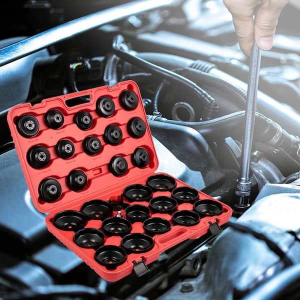 Oil Filter Socket Set, 30 Pieces Oil Filter Wrench Set, Sturdy Steel Oil Filter Socket, 3/8\ in. Oil Filter Socket