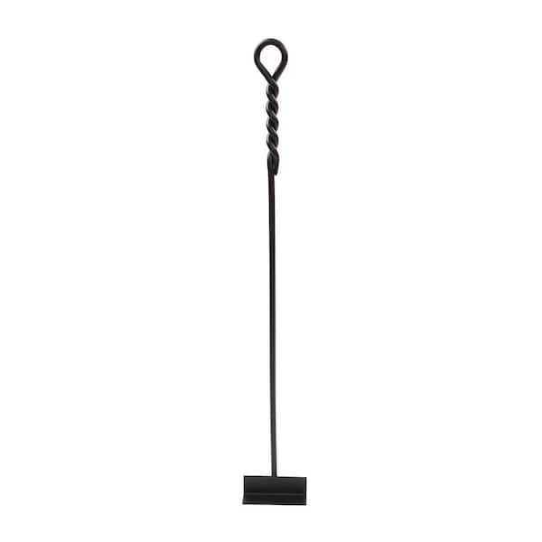 ACHLA DESIGNS 28 in. Tall Black Rope Design Standard Fireplace Ash Hoe