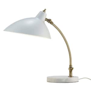 Peggy 18 in. White Desk Lamp with Marble Base