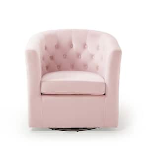 Prospect Pink Tufted Performance Velvet Swivel Armchair