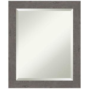 Rustic Plank Grey Narrow 19.5 in. H x 23.5 in. W Framed Wall Mirror