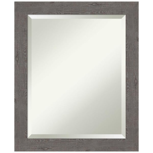 Amanti Art Rustic Plank Grey Narrow 19.5 in. H x 23.5 in. W Framed Wall Mirror