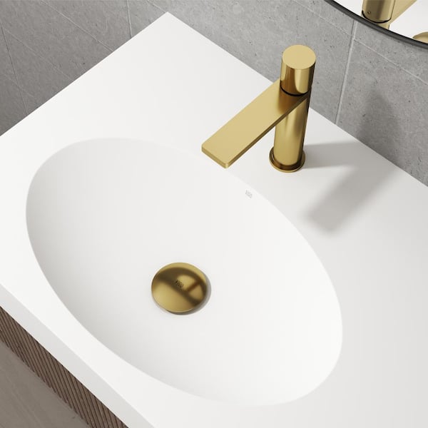 Bathroom Sink Pop-Up Drain with Overflow in Matte Gold