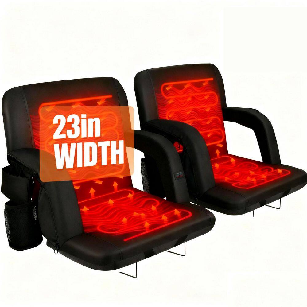 Heated Bleacher Seats with Back Support, 3-Level Heating, 5-Pockets, Portable for Outdoor Events(2-Pack ) price history on PriceWatchPro