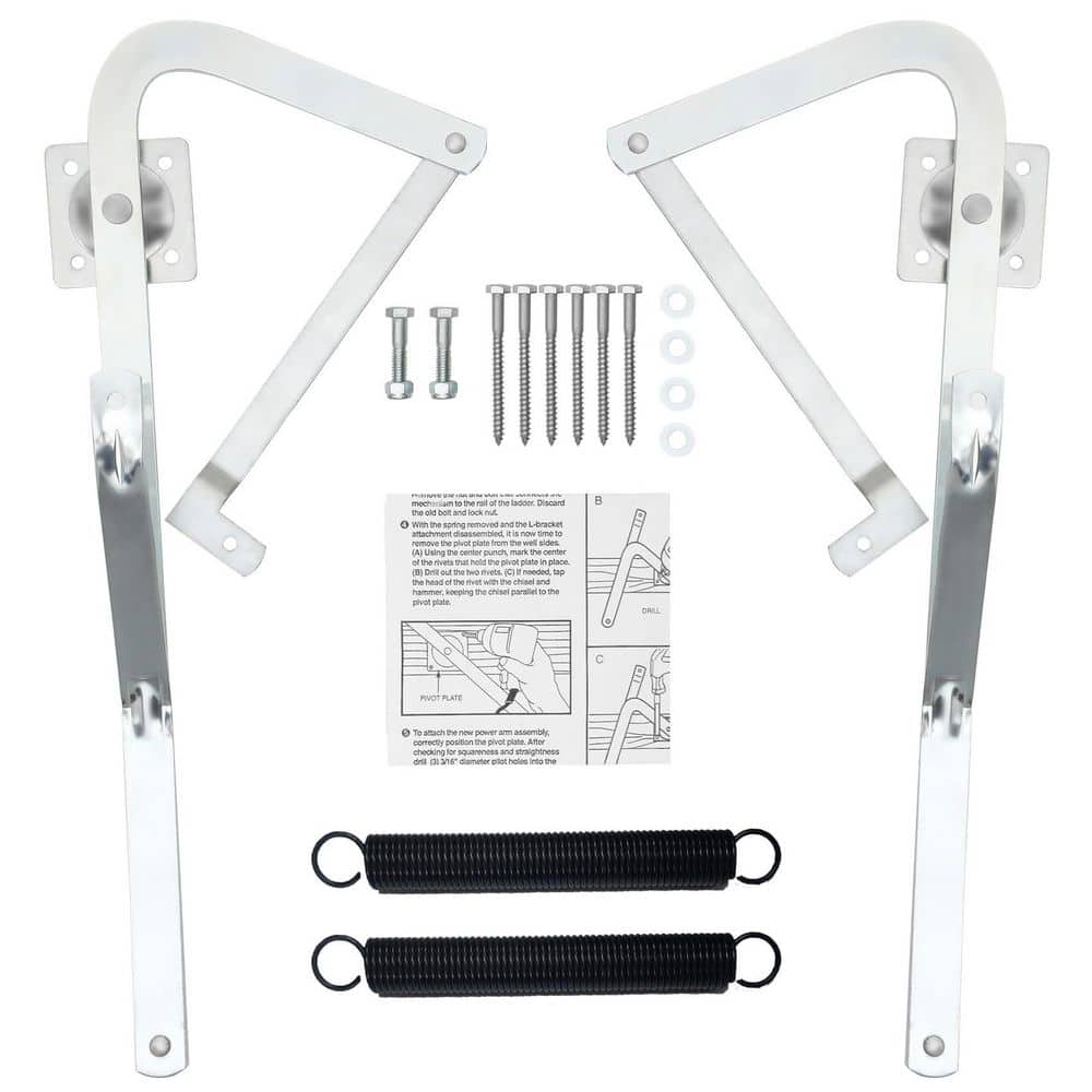 Helhom Galvanized Attic Ladder Hinge Arms with Springs for Werner Mk5 ...