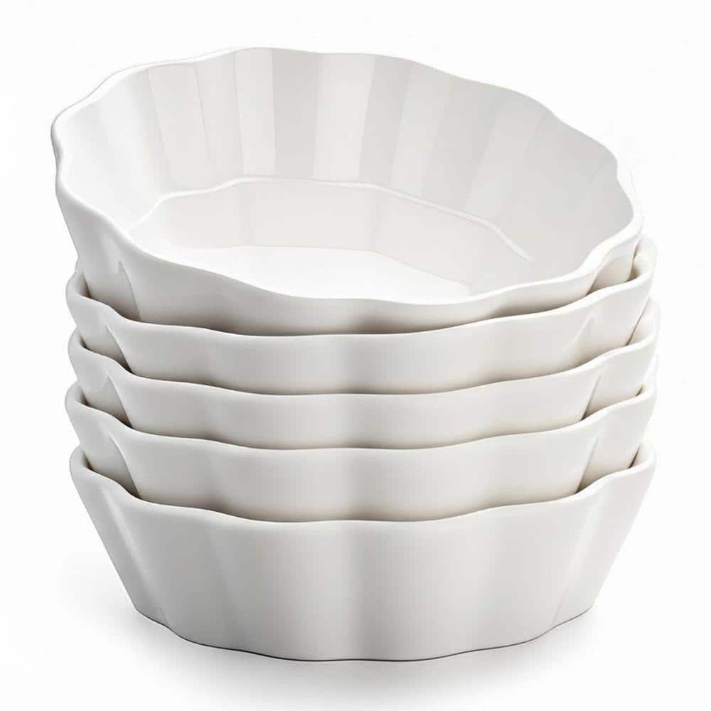 12 oz. Ceramic Ramekins with Wave Textured Design Set of 6 Oven