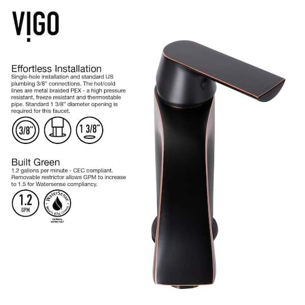 VIGO Linus Single-Handle Vessel Sink Faucet with Pop-Up Drain in 