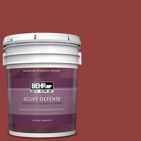 BEHR ULTRA 5 gal. #S-H-180 Awning Red Extra Durable Eggshell Enamel Interior Paint & Primer