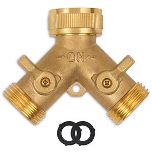 KING DO WAY 3/4 Brass 2 WAY Double Outside Tap Adaptor Garden Irrigation Hose Connectors