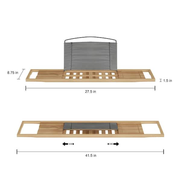 Aquaterior Wood Bamboo Bathtub Caddy Tray Organizer over Tub Rack