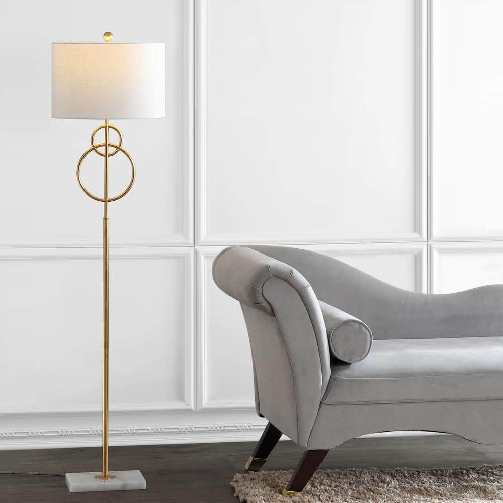 JONATHAN Y Haines 60 in. Modern Circle Marble/Metal LED Floor Lamp