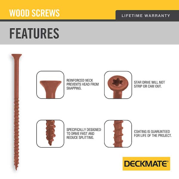 DECKMATE #10 x 3-1/2 in. Red Star-Flat Head Wood Deck Screw