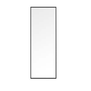 23.6 in. W x 64.9 in. H Large Rectangular Alloy Framed Stand Freely Hanging Leaning Wall Bathroom Vanity Mirror in Black