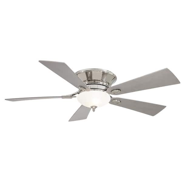 MINKA-AIRE Delano II 52 in. LED Indoor Polished Nickel Flush Mount Ceiling Fan with Light and Wall Control