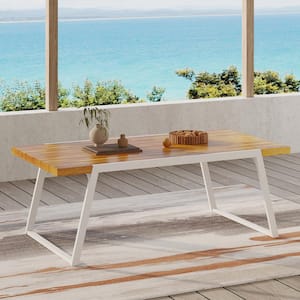 70 in. Teak Rectangular Outdoor Dining Table with Slat Panel Tabletop