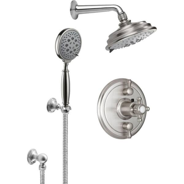 CALIFORNIA FAUCETS Monterey Single Handle 3 -Spray Shower Faucet 1.8 GPM with Ceramic Disc Valves, Self-cleaning Nozzles in. Satin Nickel
