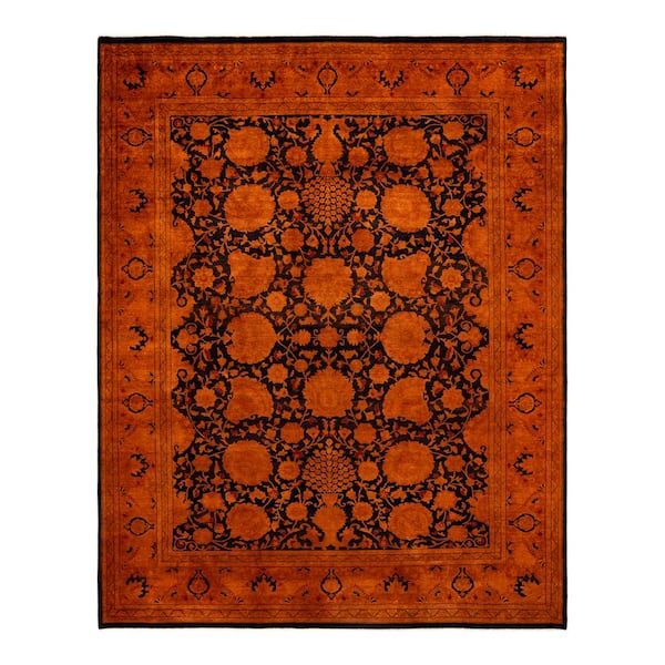 Solo Rugs Fine Vibrance Orange 9 ft. x 12 ft. Solid Wool Indoor Area Rug