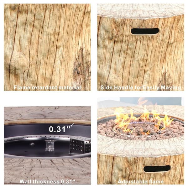 DIRECT WICKER Numa Brown Composite Outdoor Fire Pit Table DWG-2180