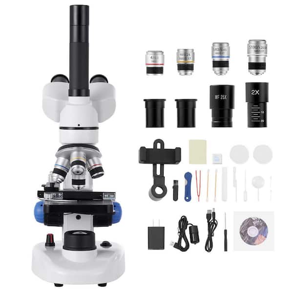 Skytech Microscopes SKYSHALO Trinocular Microscope, 40-5000X Magnification, LED Light ...