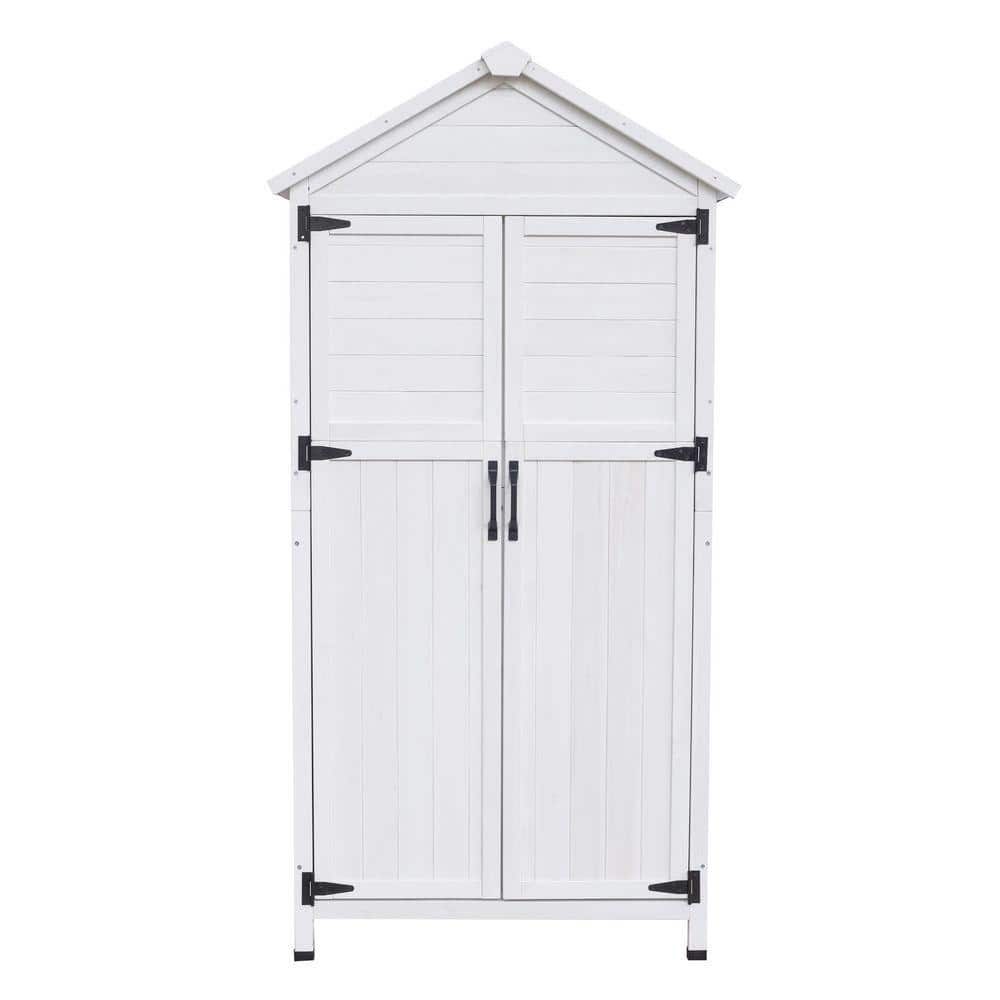 30.5 in. W x 20 in. D x 67 in. H White Wood Outdoor Storage