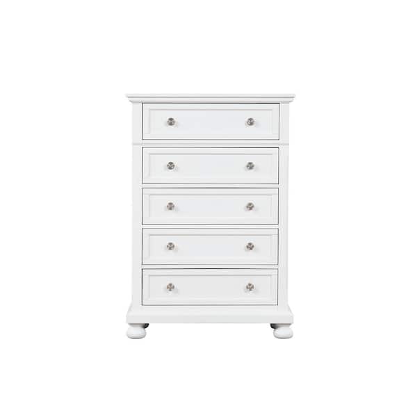 AndMakers Meade White 5-Drawer Chest of Drawers (36 in. L X 18 in. W X 53 in. H)