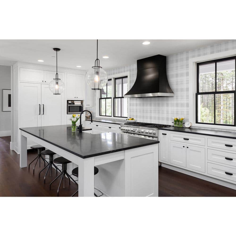 Harbor Grey Plaid Peel and Stick Vinyl Wallpaper