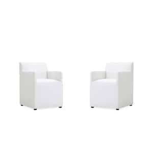 Anna Cream Square Faux Leather Dining Armchair (Set of 2)