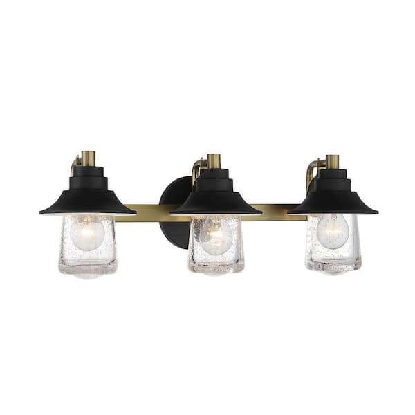 Minka Lavery Westfield Manor 3-Light Sand Black with Soft Brass Bath Light