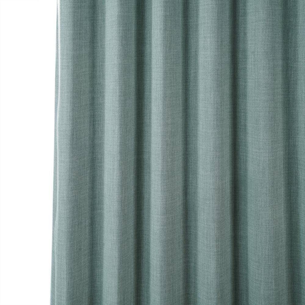 Sea Thistle Gray Faux Linen Blackout Curtains 50" x 108"
