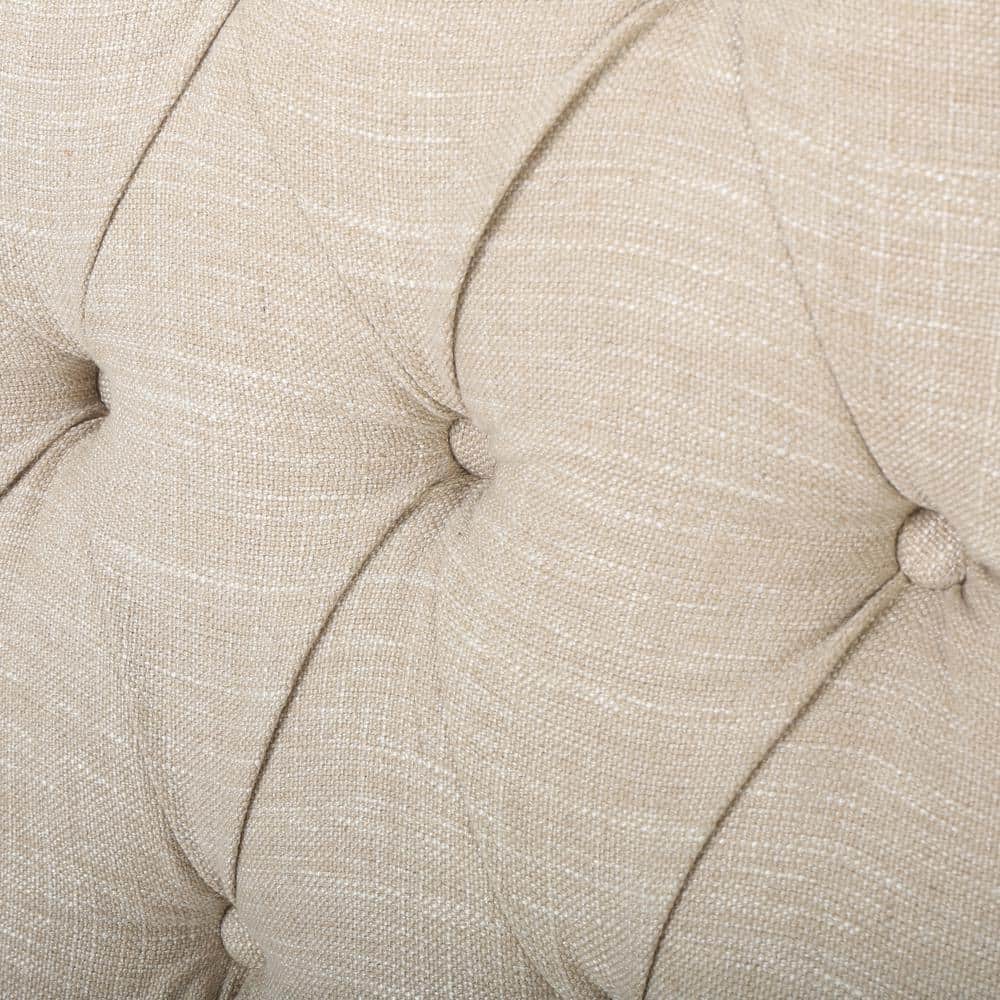 Light Beige Wingback Recliner Chair with Button-Tufting and Nailhead Trim