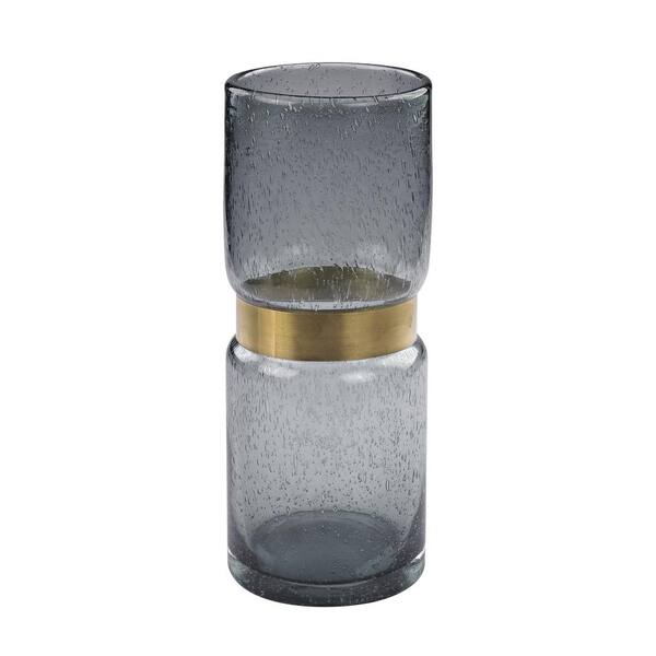 Titan Lighting Banded Flair 13 in. Metal And Glass Decorative Vase
