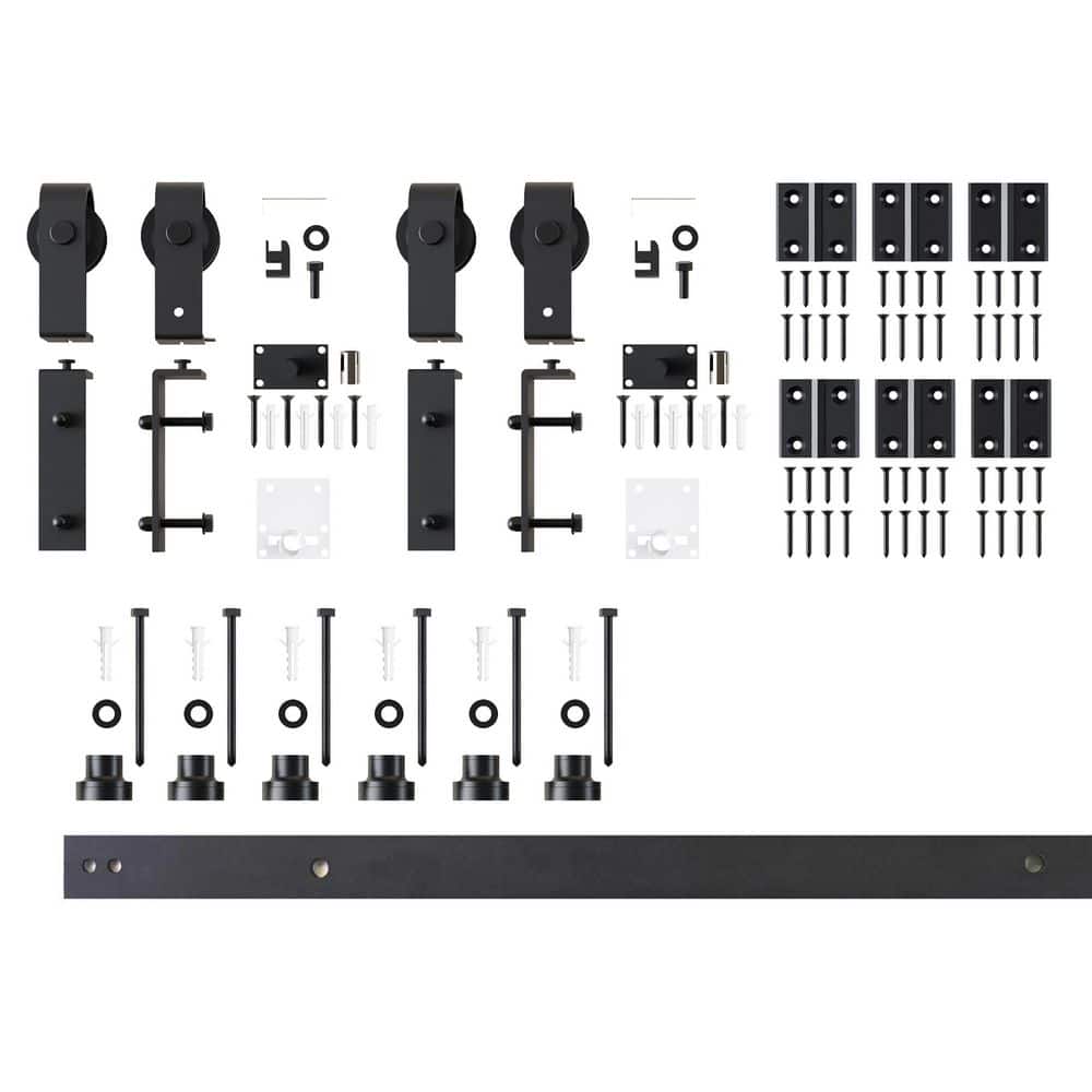 5 ft. /60 in. Black Rustic Double Bi-Fold Sliding Barn Door Track and Hardware Kit with Classic Roller for 4-Doors price history on PriceWatchPro