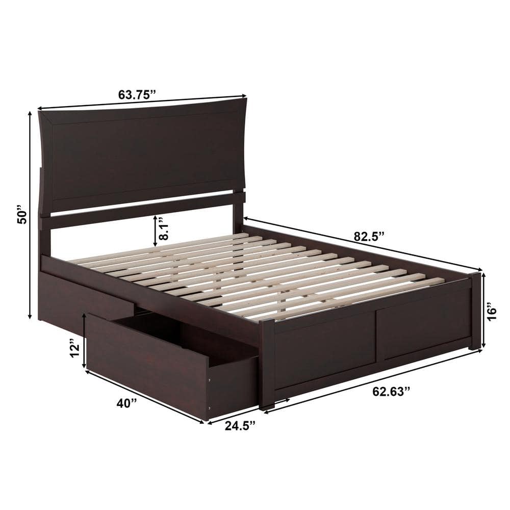 Metro Queen Dark Wood Platform Bed with Storage Drawers